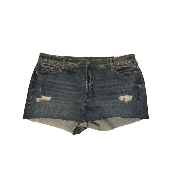 NWT Old Navy Plus Denim Jean Shorts Blue Distressed Secret Smooth Pockets Sz 22 - Picture 1 of 8